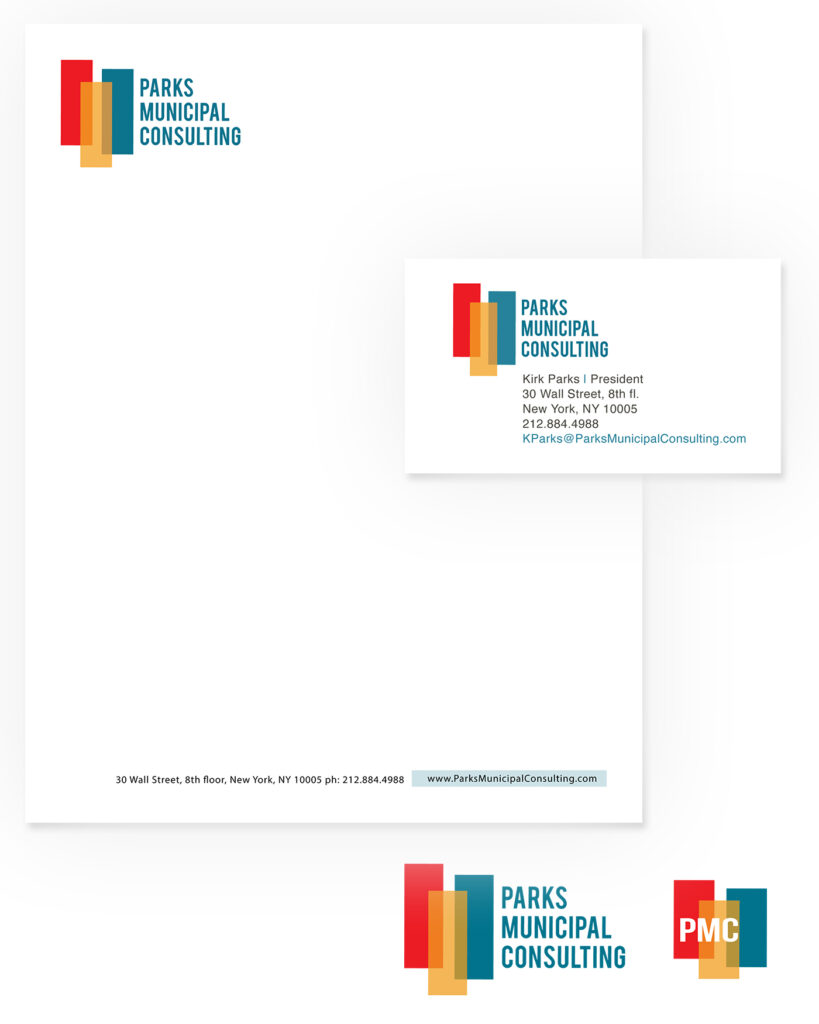 Parks Municipal Consulting logo and stationary design